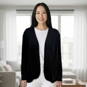 Chico’s Travelers Black Open Front Cardigan Jacket Women’s Size 1 (Women's M/L)